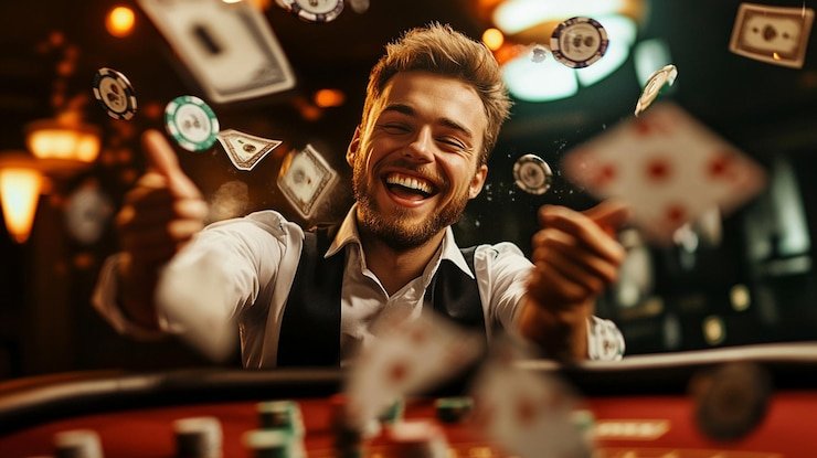 Antarmuka meja Three Card Poker momo189 dengan tata letak jelas untuk Ante, Play, dan Pair Plus bets